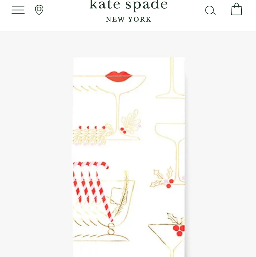 Kate Spade Holiday Wine Gift Bag Set of 4 with candy canes & holly